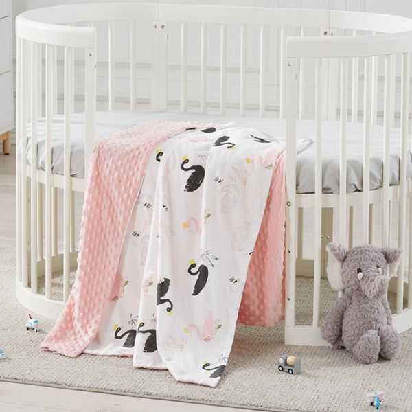 

Baby Cotton Blanket Minky Dot Children Comforting Beddings Air Conditioner Quilt Cover Kid Bed Linen Set 80*90cm Comfort Swaddle, Red
