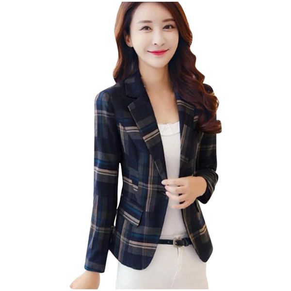 

women's jackets fashion plaid jacket lapel cardigan womens long sleeve slim women chaqueta mujer invierno#g30, Black;brown