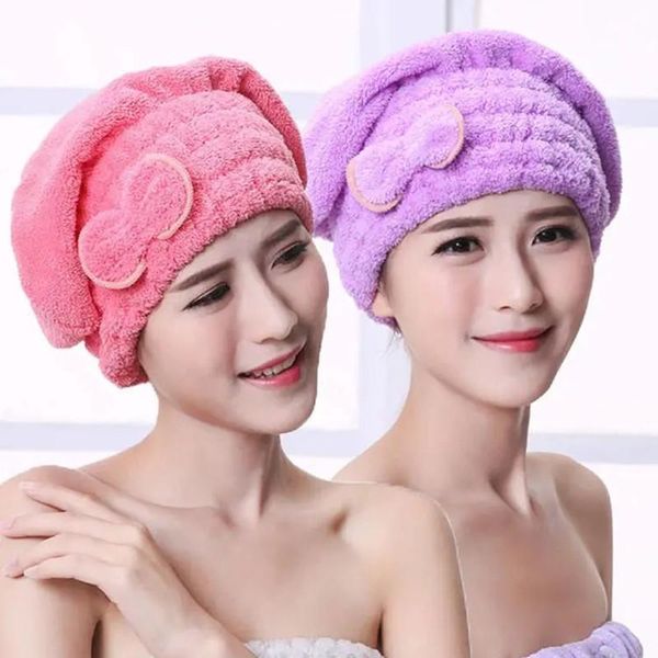 

shower caps microfibre quick hair drying bath spa bowknot wrap towel hat cap for bathroom accessories women