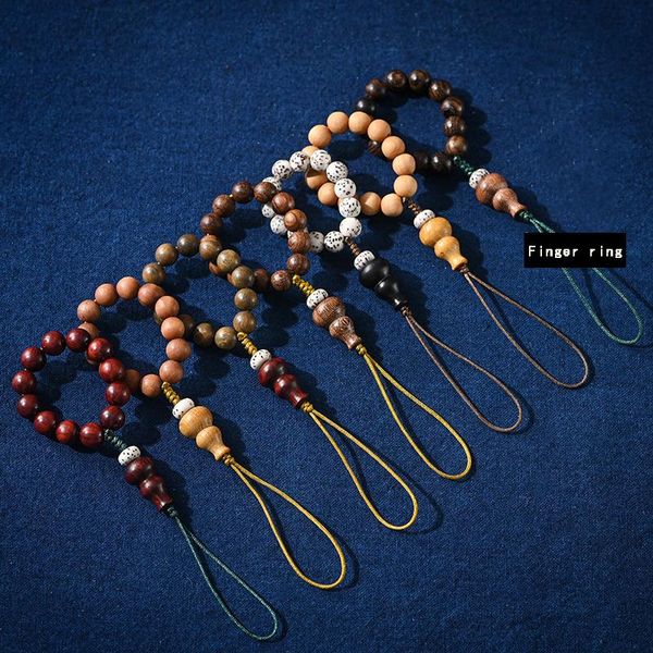 

keychains natural sandalwood bodhi pendant keychain mobile phone straps lanyard finger ring strap key car small bag accessories, Silver