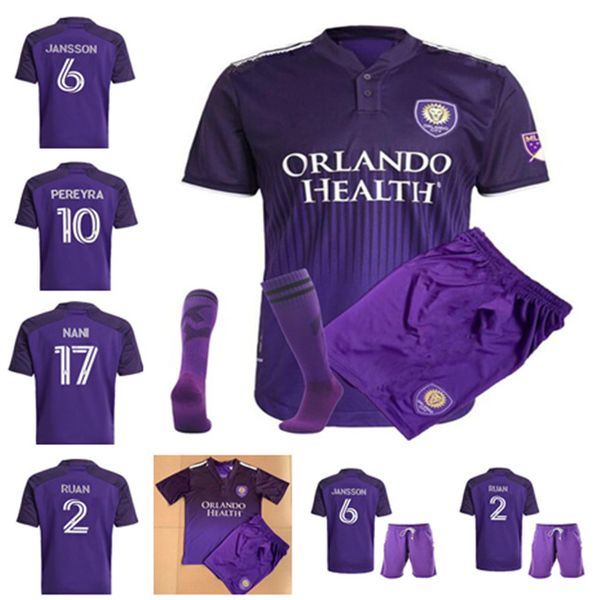 

men kids kit 2021 orlando home city soccer jersey sc 21 22 nani pato dwyer akindele mueller moutinho ruan kljestan johnson football jrsey sh, Black;yellow