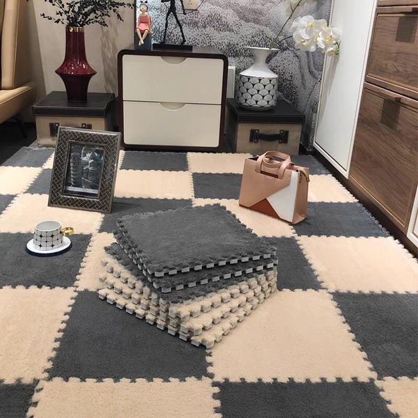 

carpets foldable living room carpet plush soft crawling mat detachable splicing bathroom bedroom non-slip children