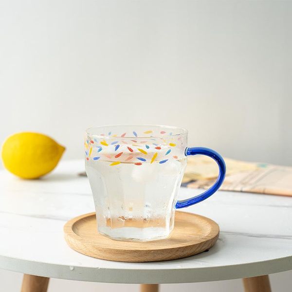 

cutelife ins nordic transparent wine glasses water cup s glass wedding tea whiskey handle high temperature resistance