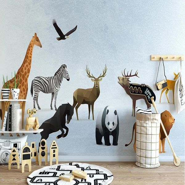 

wallpapers custom mural wallpaper nordic minimalist 3d cartoon geometric animal children's house background wall painting papel de pare