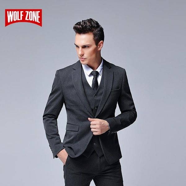 

men's suits & blazers fashion 3 piece suit men autumn winter design wedding mens with pants business casual man 2 colour, White;black