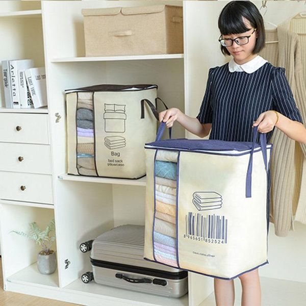 

clothing & wardrobe storage durable moisture proof dust-proof print zipper closure quilt clothes bag packing organizer home fu