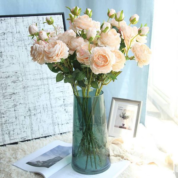 

quality silk flower european artificial flowers fall vivid rose fake leaf wedding home party decoration decorative & wreaths