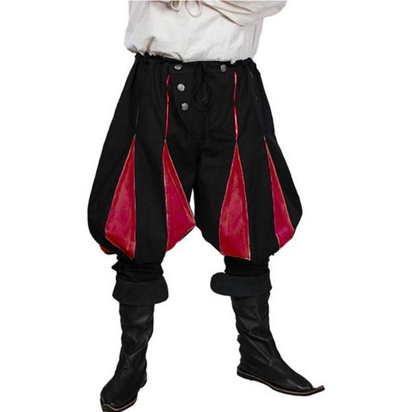 

men's pants men medieval cosplay costume pant halloween stage loose pirate horseman viking clothes vintage trousers, Black