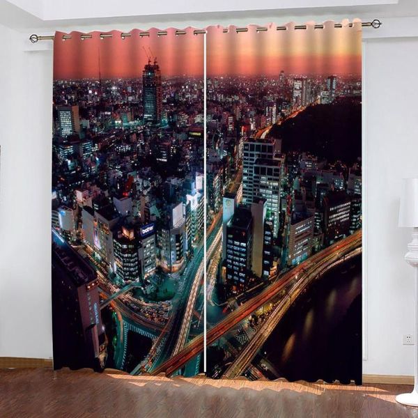 

curtain & drapes luxury blackout 3d window for living room city night building curtains modern