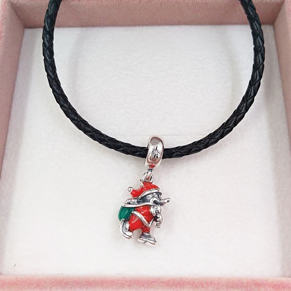 Pandora encantos Jóias fazendo kit braceletes 925 esterlina prata cadeia cordão descontrair santa mouse saco Dangle vermelho verde esmalte esmalte casal cristão 797501enmx