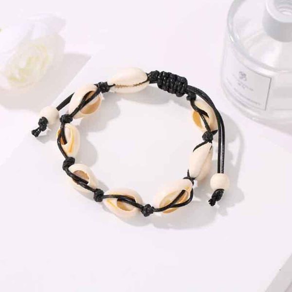 

bohemian chic weave conch shell bracelets women fashion bracelet chain jewelry adjustable support mix bangle, Black