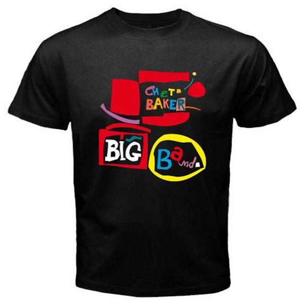 

new chet baker big band logo men's black t-shirt size s to 3xl *100% cotton, White;black