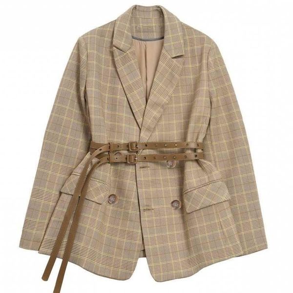 

women's suits & blazers [ewq] fashion tide coat long sleeve single-breasted turn-down collar sashes loose blazer women coats 2021 autum, White;black