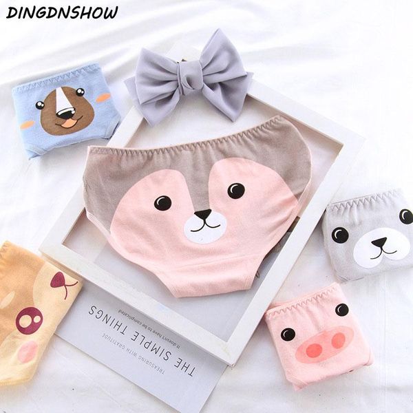 

women's panties [dingdnshow] 2021 arrival briefs women print cartoon animal lovely cotton intimated girls underwear, Black;pink