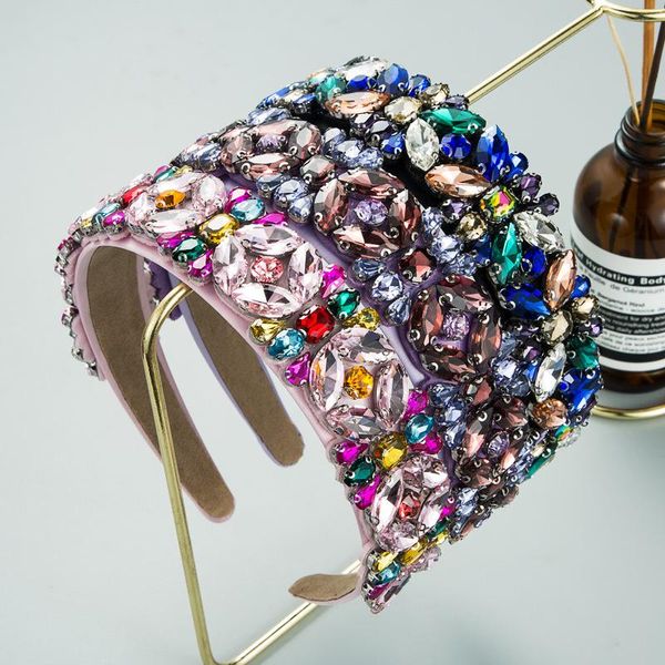 

colorful baroque rhinestones headbands for women luxury crystal diamante tiara hairband headdress women bridal hair accessories, Silver