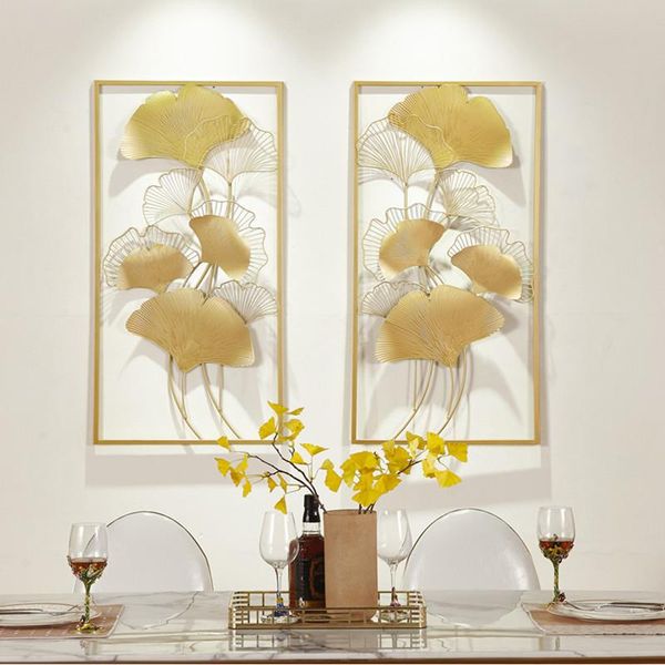 

modern light luxury and iron pendant wall decoration porch metal creative ginkgo leaf hanging room accessories decorative objects & figurine