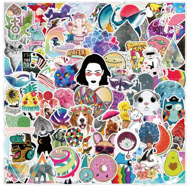 

100 pcs ins wind is small and fresh graffiti waterproof skateboard travel suitcase phone lapluggage stickers cute kids girl