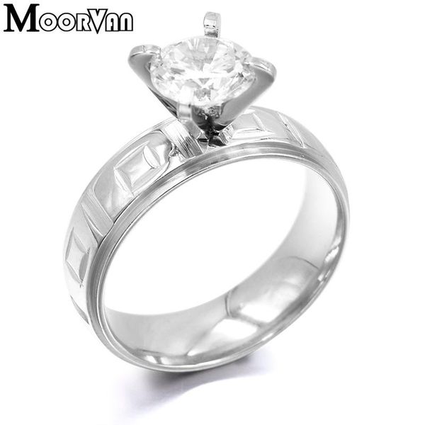 

wedding rings moorvan exquisite women's crystal ring stainless steel fashion friend fascinating jewelry aneis, Slivery;golden