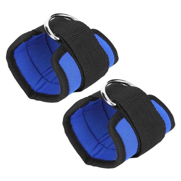 

2pcs adjustable d-ring ankle support straps training lifting protector gym leg pulley with buckle sports foot guard rings, Blue;black