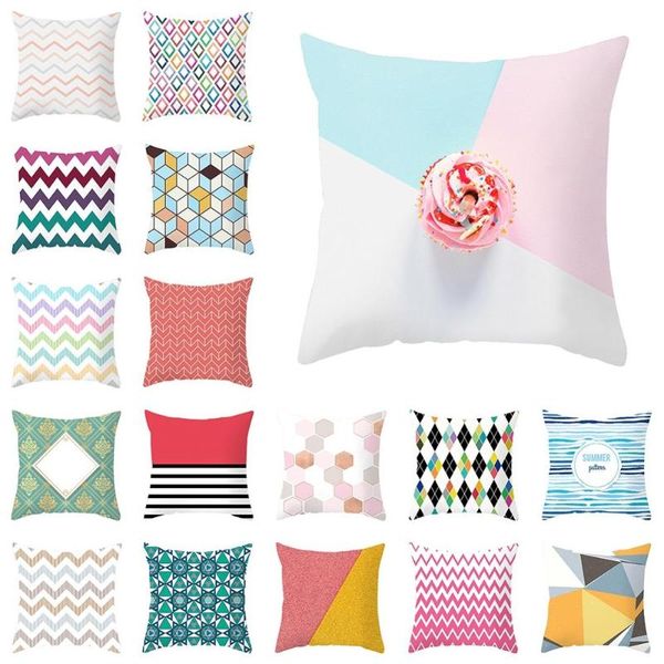 

cushion/decorative pillow geometry colourful stripe plush square hug decorative case sofa cushion cover 45x45 cm elegant stylish home access
