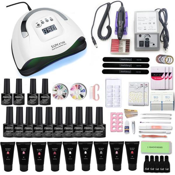 

nail art kits extender gel set drill machine & 114/36w uv dryer polish for salon manicure kit