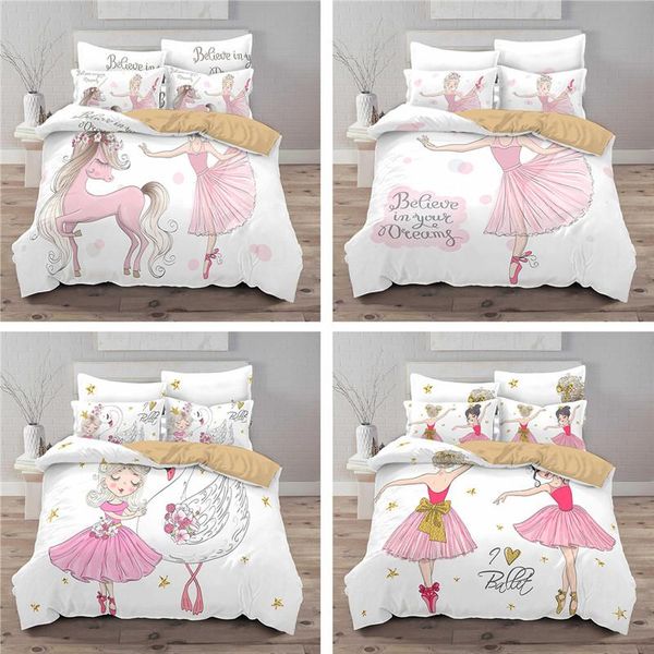 

bedding sets cartoon set for kids children crib duvet cover & pillowcase girls princess quilt single/double bed