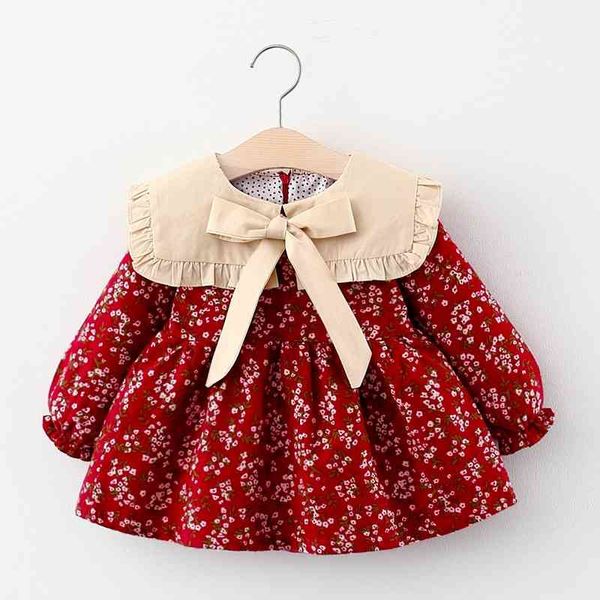 

2021 autumn new baby fashion girl floral dress style, Red;yellow