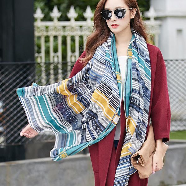

scarves in south korea manufacturer wholesale flower design restoring ancient ways women scarf silk can be customized, Blue;gray