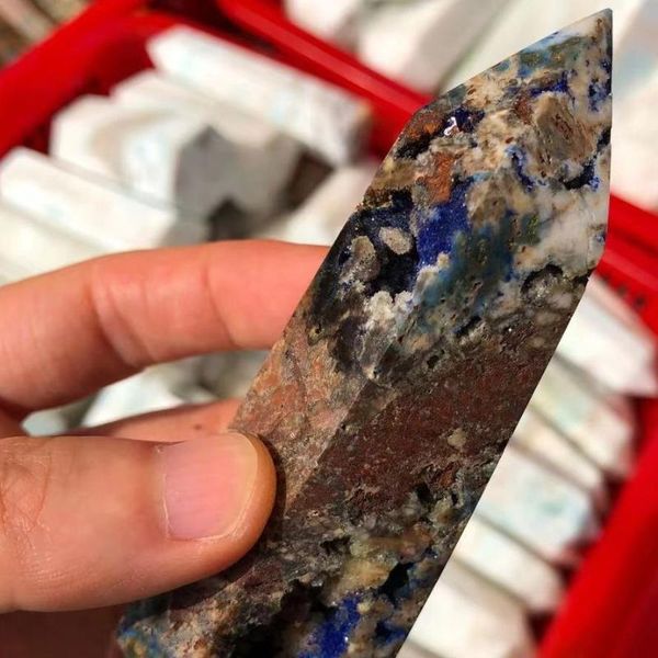 

decorative objects & figurines natural crystal wand point and blue ore.healing mineral stone.home room decoration.1pc60-90mm