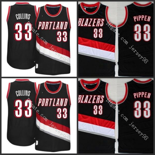 

portland trail blazers men 33 collins retro basketball jersey, Black