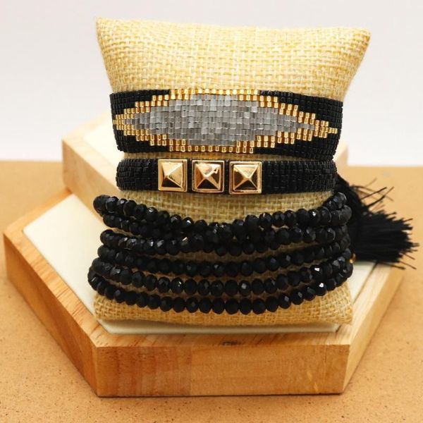 

beaded, strands zhongvi 2021 summer jewelry for women miyuki seed beads bracelets evil eye bracelet jewellery gift friend drop1, Black