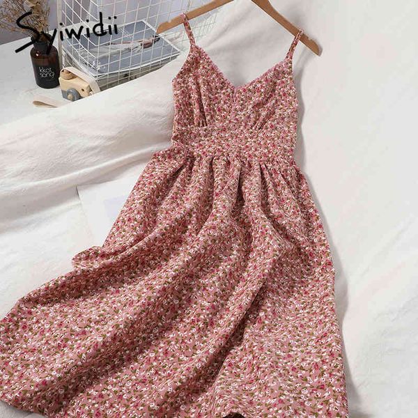 

syiwidii boho floral print woman dress spaghetti strap women back elastic beach style sleeveless a-line summer dresses 210417, Black;gray