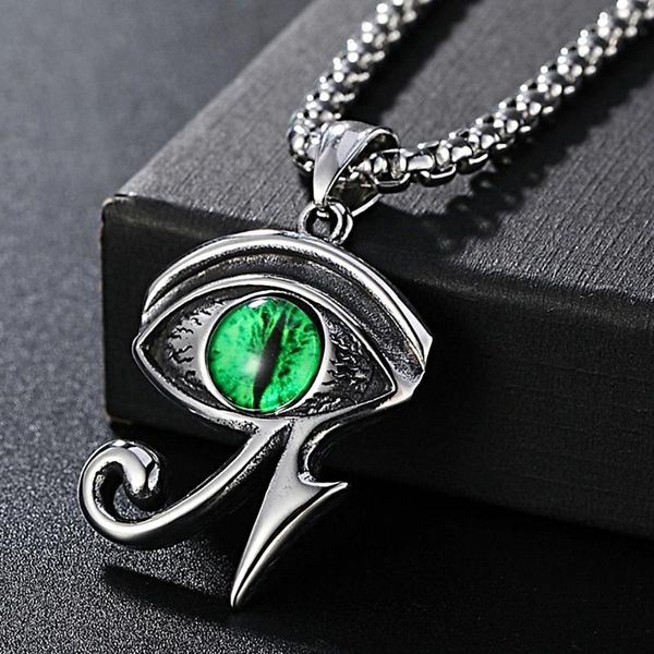 

chains 316l stainless steel eye of horus necklace pendant hip hop punk ancient egypt amulet men boy fashion jewelry gift, Silver