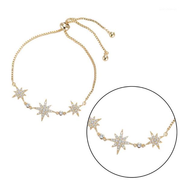 

stars shaped bracelet zircon hand chain adjustable bangle elegant bracelet creative jewelry golden1, Golden;silver