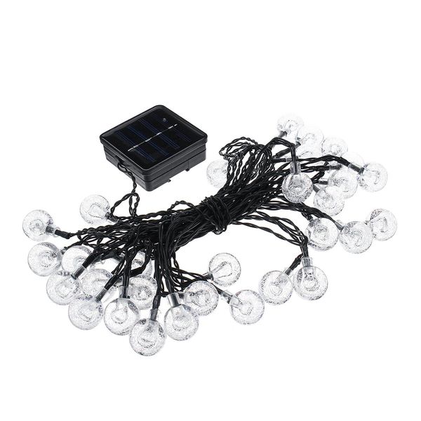 

6m 30led waterproof solar light string retro crystal ball bulb decor lamp - warm white