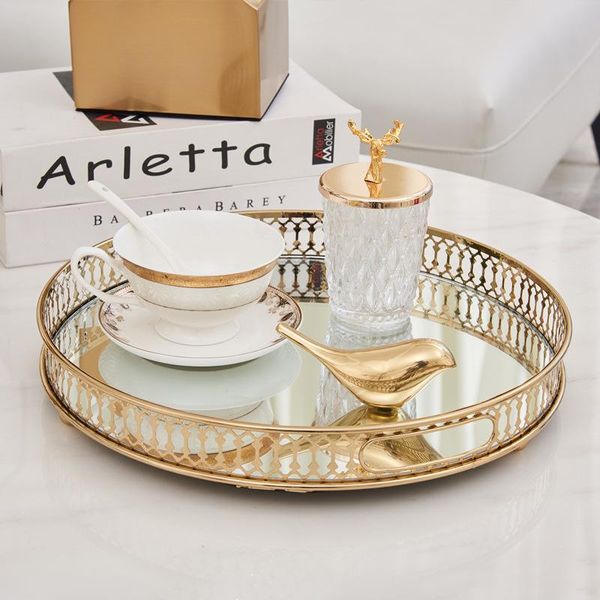 

dishes & plates nordic style metal mirror tray deskcoffee table storage plate model room decoration american glass fruit