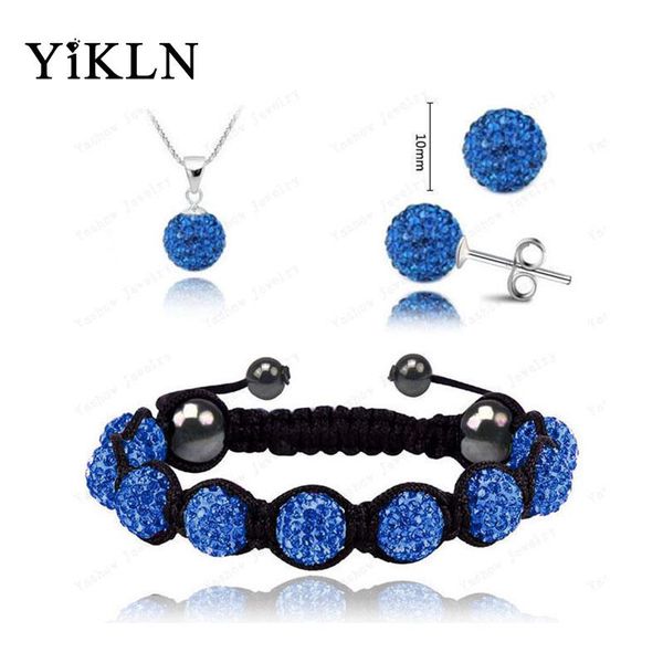 

earrings & necklace yikln 10mm austrian crystals balls pendant bracelet jewelry sets mix colors options shse21, Silver