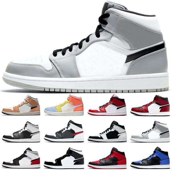 

jumpman 1 mid basketball shoes 1s men women brushstroke fearless chicago black toe bred hyper royal white shadow smoke grey mens trainers sp, White;red