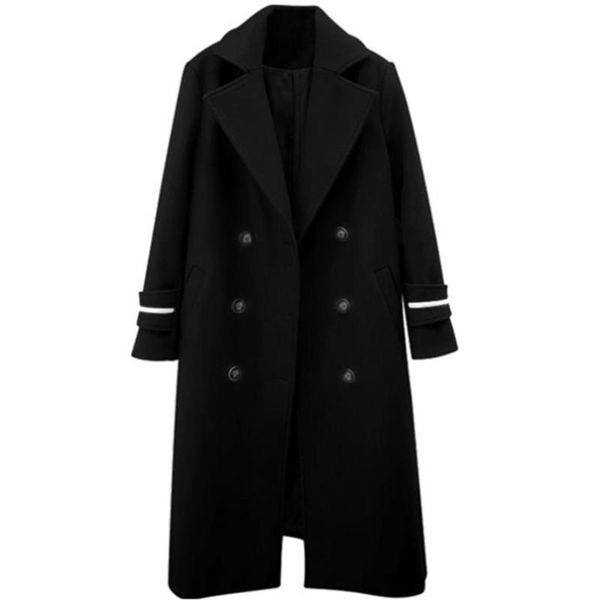 

women's wool & blends long woolen coat female double-breasted overcoats winter, Black