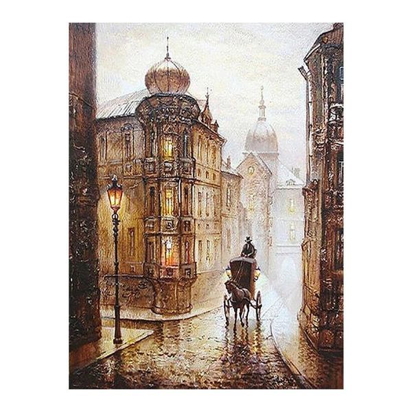

diamond painting town street scenery carriage round full drill diy mosaic embroidery 5d cross stitch retro oil scenic pattern