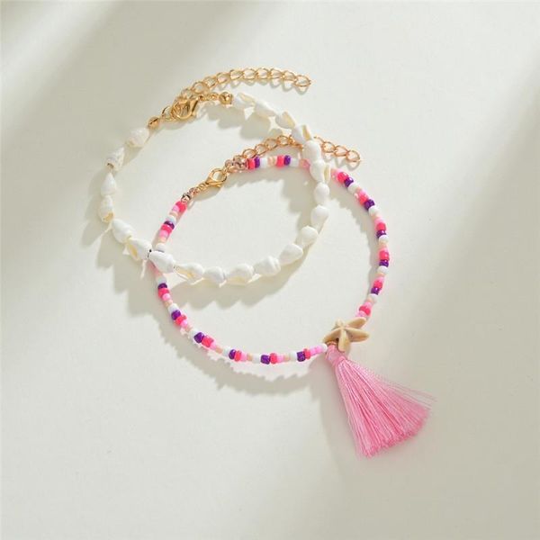 

anklets 2021 trendy bohemia conch for women shell starfish beads anklet on leg bracelet female beach jewelry, Red;blue