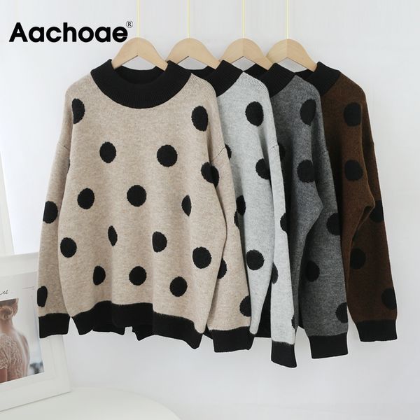 

women casual dot knitted sweater o ne loose batwing long sleeve jumper soft basic pullover ladies sueter mujer, Black;white