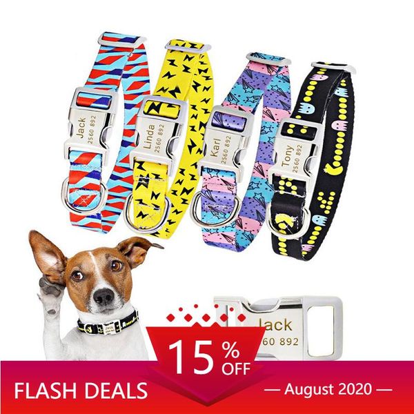 

dog collars & leashes printing collar personalized pet tag custom puppy cat nameplate id for small medium large big dogs engraved