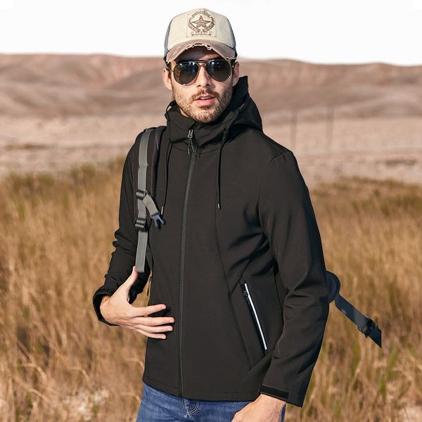 

men's tactical shark skin soft shell jacket couple men's and women's wind rain proof warm submachine, Black;brown