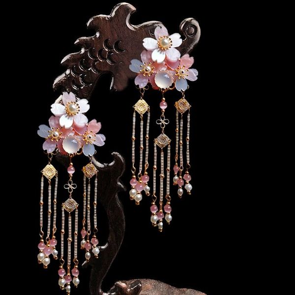 

party masks ancient classical style kc lolita hanfu flower hairpin tassel step shake design women cosplay vintage headdress accessories