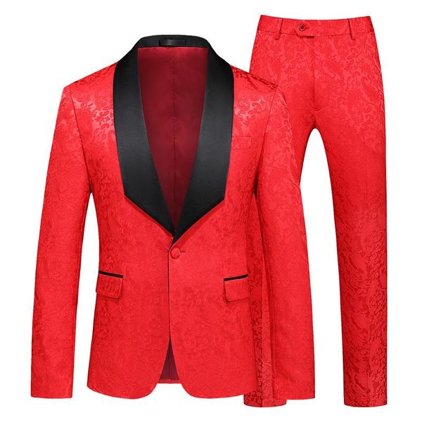 

men's suits & blazers fashion men business banquet jacquard suit black red white classic mens wedding 2piece set male jacket and pants, White;black
