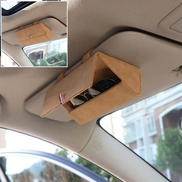 

storage baskets car sunglass holder sun visor leather sunglasses case organizer glasses box turn fur auto accessories