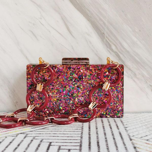 

evening bags women acrylic fashion colorful handbags prom party clutch purse wallet chain shoulder bag