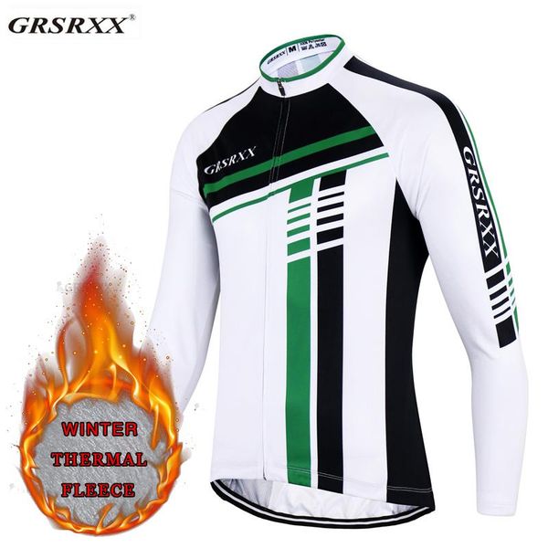 

racing jackets grsrxx cycling jersey mens winter fleece thermal long sleeve shirt anti-uv mtb bike clothing team road suit, Black;red