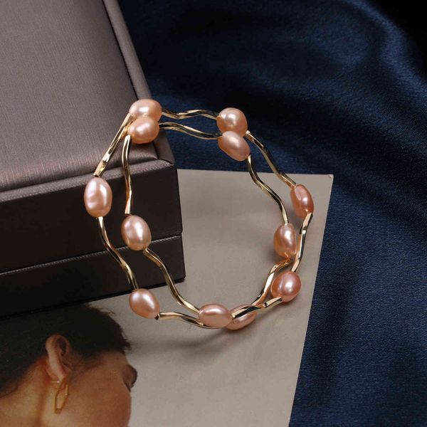 

bracelet the birth of venus. gold plated double layer natural freshwater pearl elegant temperament versatile, Golden;silver